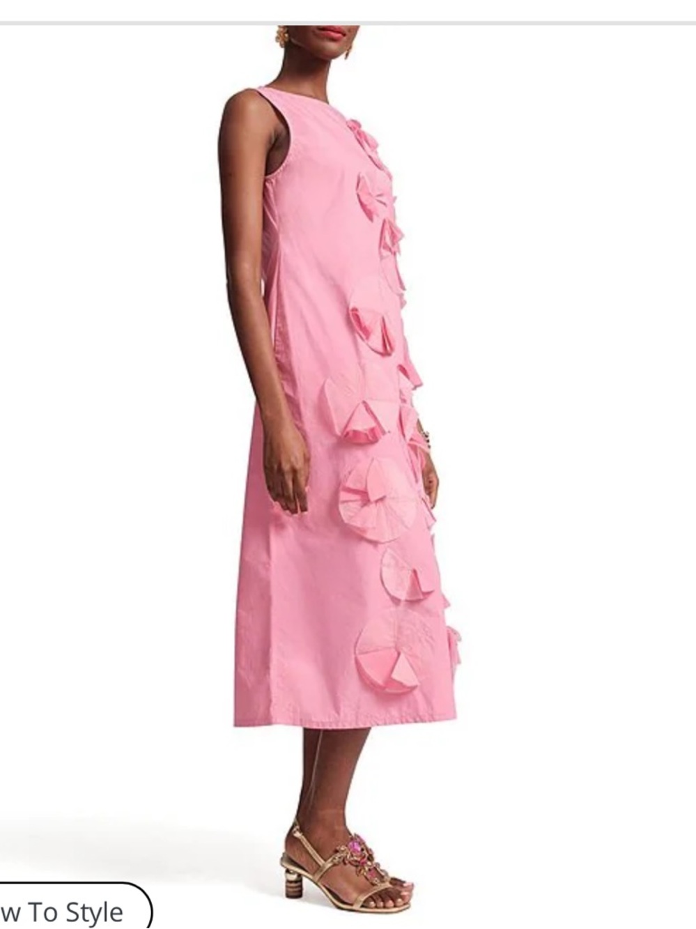 Frances Valentine Poplin Origami Flower Boatneck Sleeveless Midi Dress Small NWT - Picture 16 of 16